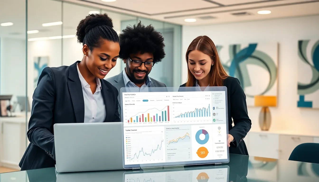 diverse team collaborating on advanced technology in a modern office.